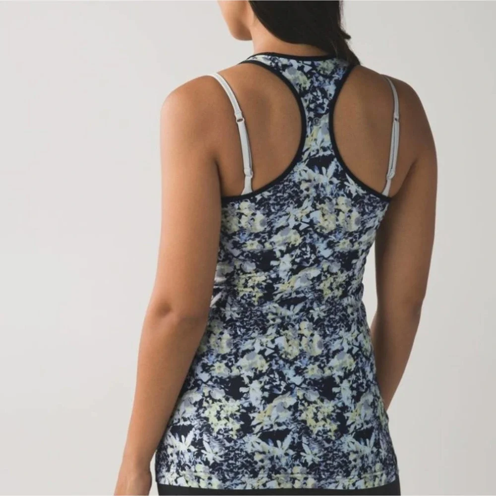 Lululemon Cool Racer Tank Black White Floral - Picture 4 of 4